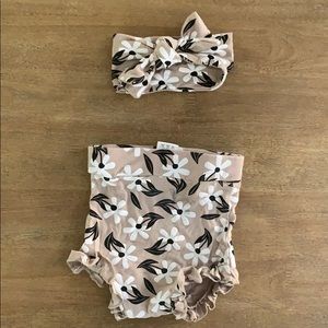 SpearmintLOVE bloomer and bow set! 3-6m